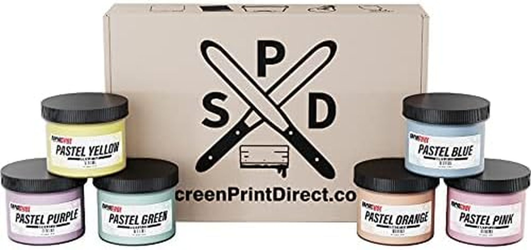 Screen Printing Ink Set - Rapid Cure&reg; Pastel 6 Color Plastisol Ink for Screen Printing Fabric - Low Temperature Curing 8 Oz. Plastisol Ink by Screen Print Direct&reg;- Inks for Silk Screens and Mesh - Rapid Cure Standard Plastisol Ink image number 2