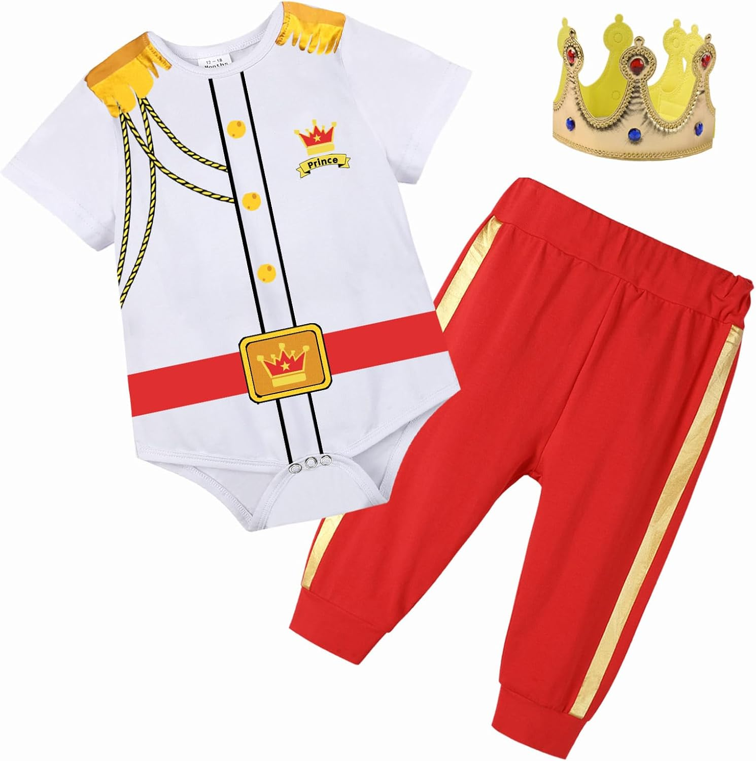 Xuomuen Baby Boys Prince Charming Costume Medieval Royal Prince Dress up for Infant Boys Halloween Cosplay
