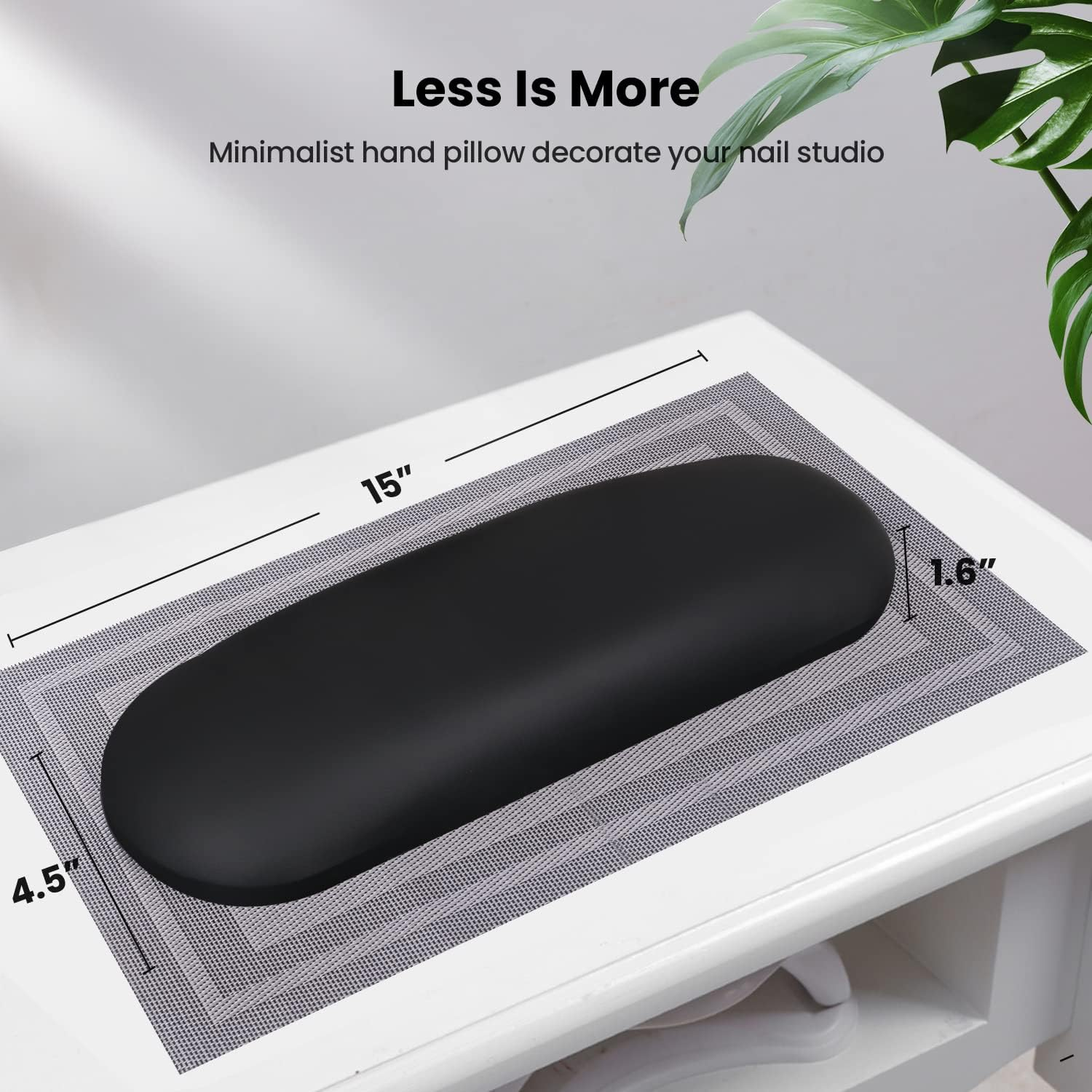 Nail Arm Rest Pillow and Mat Luxury Salon Manicure Armrest Cushion Nail Art Hand Holder Manicure Hand Rest Cushion Pad Tool for Nail Tech Manicurist (With Mat, Black) - Black image number 2