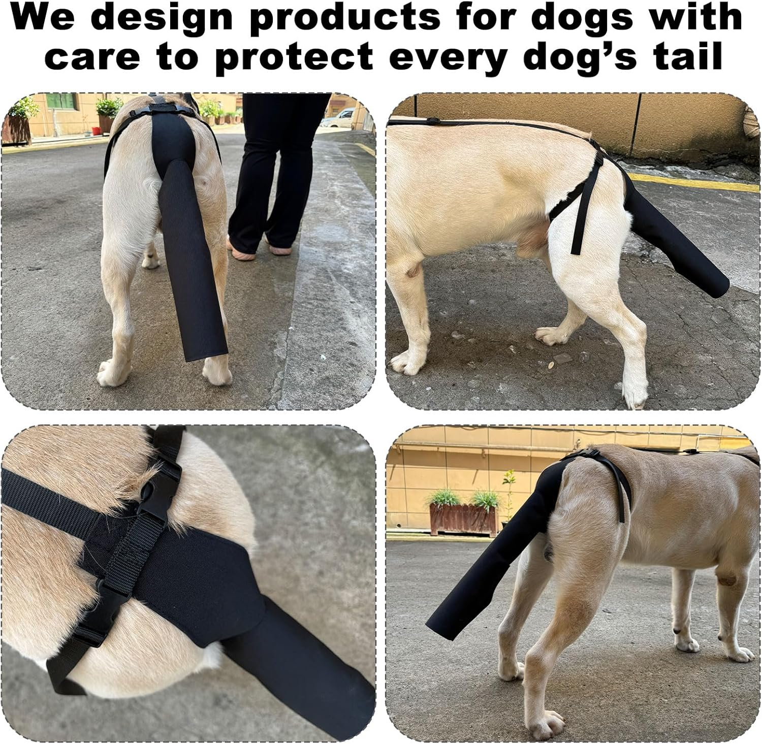 Dog Tail Protector, Dog Tail Guard Dog Tail Cover for Wounds Black Dog Harness with Tail Guard Dog Tail Protector Sleeve (Size L) image number 4