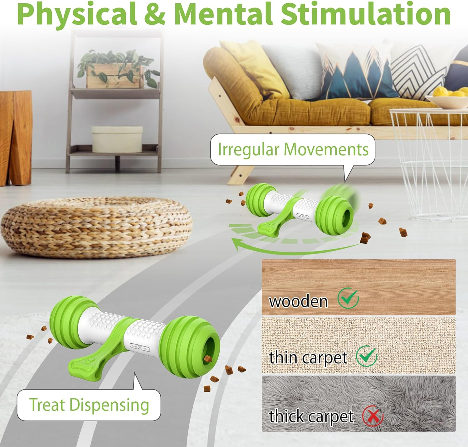 PETGEEK Interactive Dog Toys, Motion Activated Automatic Dog Bone for Medium Large Dogs, USB Rechargeable Electronic Dog Enrichment Toys, Best Gift for Birthday, Thanksgiving, Christmas, New Year - Blue image number 7