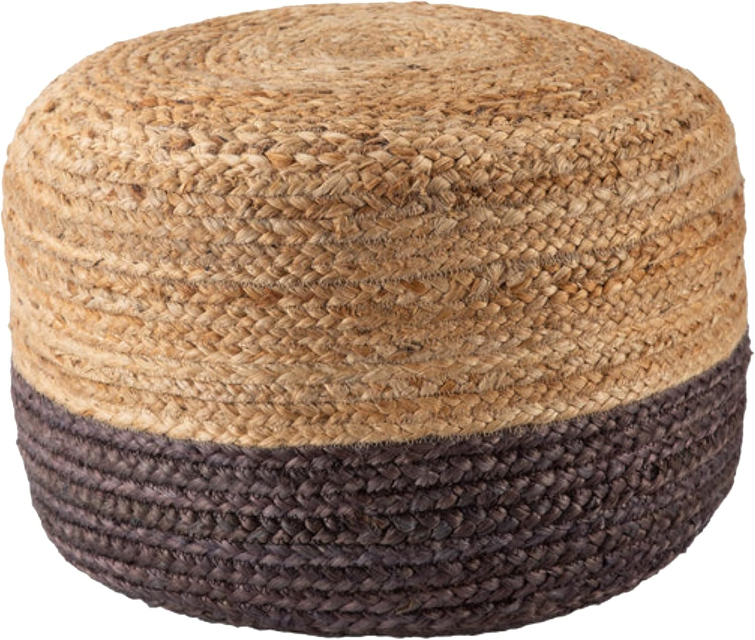 La'Grace Home Ombre Hand Braided Jute Cotton Pouf Ottoman, Jute Olive image number 3