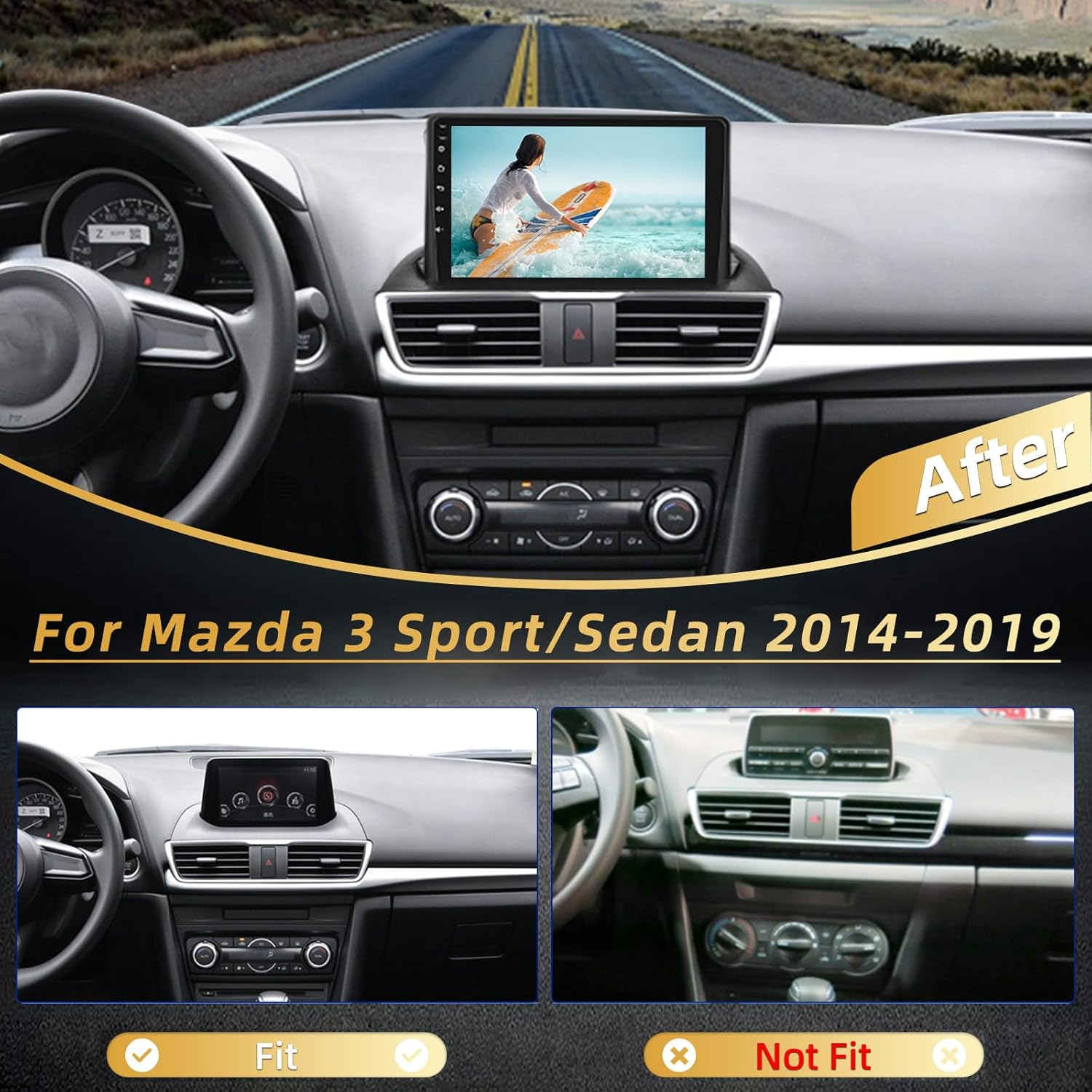 2+64G Android Car Radio for Mazda 3 Axela 2014-2019 with Wireless Carplay & Android Auto - 9 Inch Touchscreen Radio with Equalizer, Wifi, GPS, SWC, Mirror Link + AHD Backup Camera image number 4