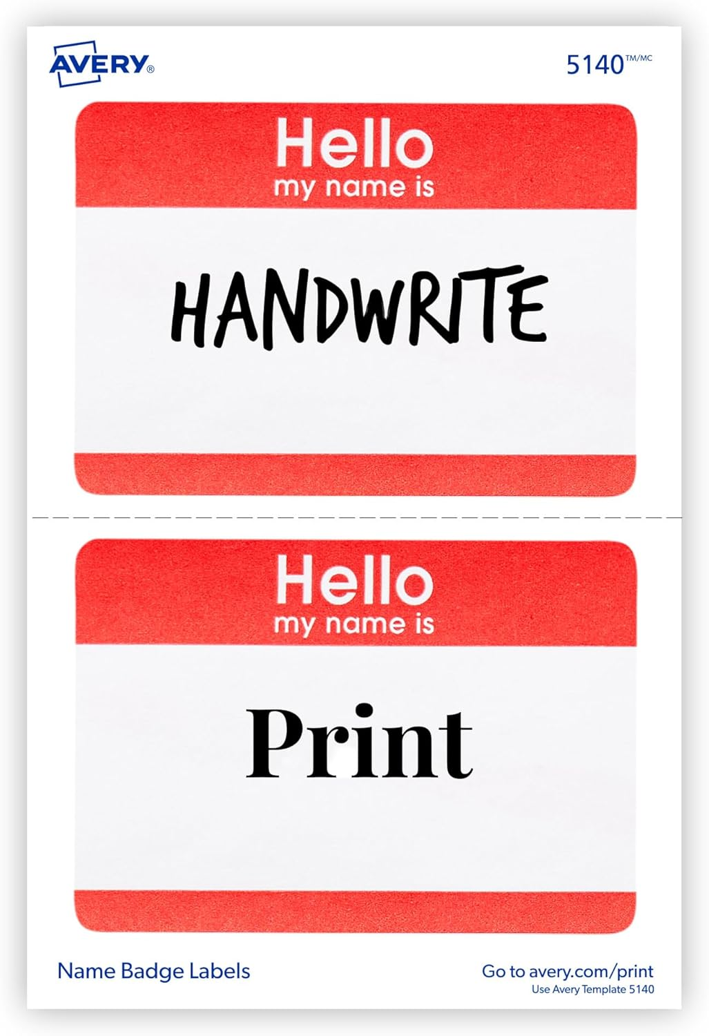 Avery Hello My Name Is Name Tags, White with Red Border, 100 Removable Name Badges (05140) image number 4