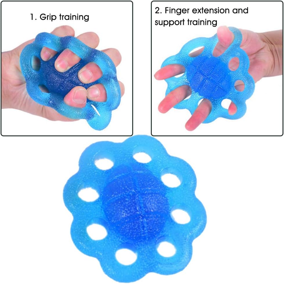 Finger Ball Exerciser, Hand Grips Strengthener, Squeeze Stress Balls Physical Training Strength Exerciser Hand Grip, Portable Hand Exerciser, for Adults, Elderly People and Children(Blue) image number 6