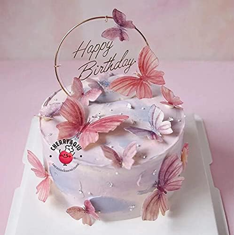 50Pcs Edible Wafer Cupcake Toppers Cake DIY White Blank Butterfly Cake Decoration Birthday Mix Size & White Colour image number 6