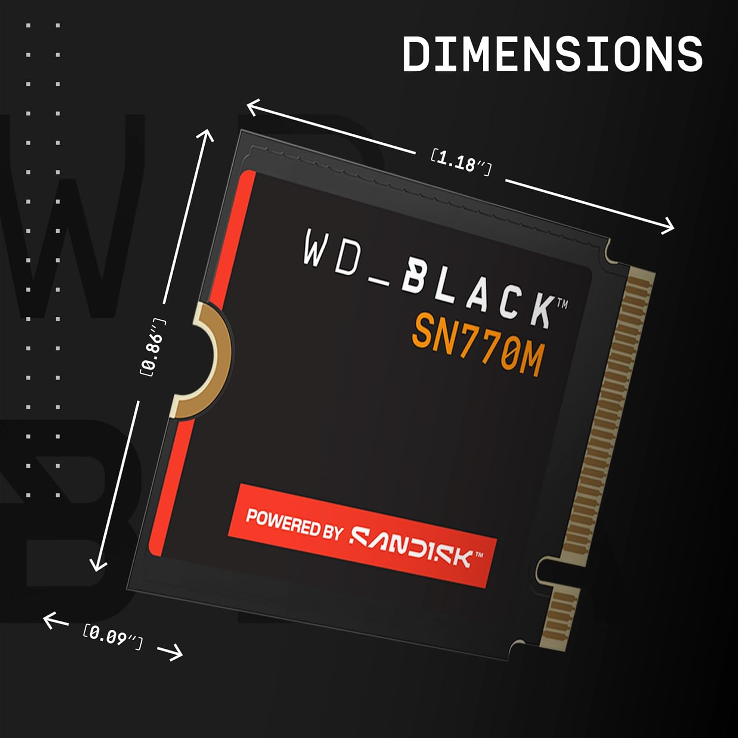 Wd_Black 2TB SN770M M.2 2230 Nvme SSD for Handheld Gaming Devices and Compatible Laptops. Speeds up to 5,150Mb/S, TLC 3D NAND, Great for Asus ROG Ally, Steam Deck and Microsoft Surface image number 3