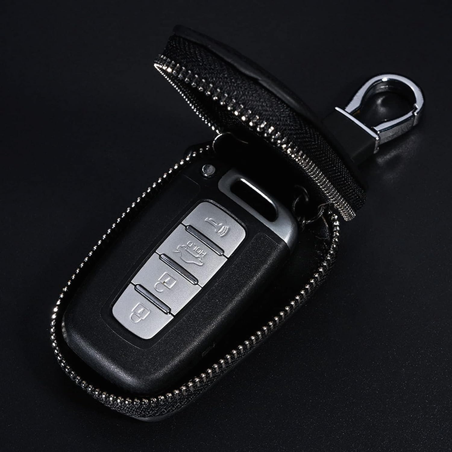 Leather Car Key Fob Cover, Key Case for Keychain Car Key Chain Case Holder Auto Key Shell Unisex Mens Womens image number 6