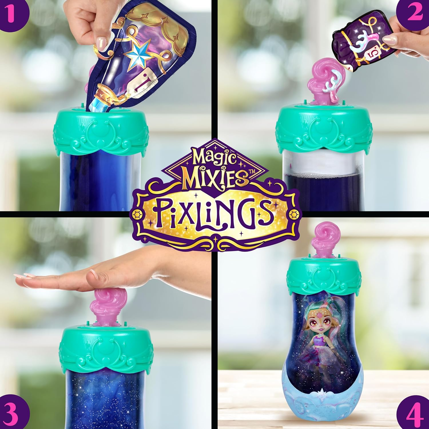 Magic Mixies Pixling Deluxe Pack Deerlee. Create and Mix a Magic Potion That Magically Reveals a 16.5Cm Pixling Doll with Super Long Magic Hair! Has an Exclusive Mini Mixies and 4 Hair Accessories. image number 3