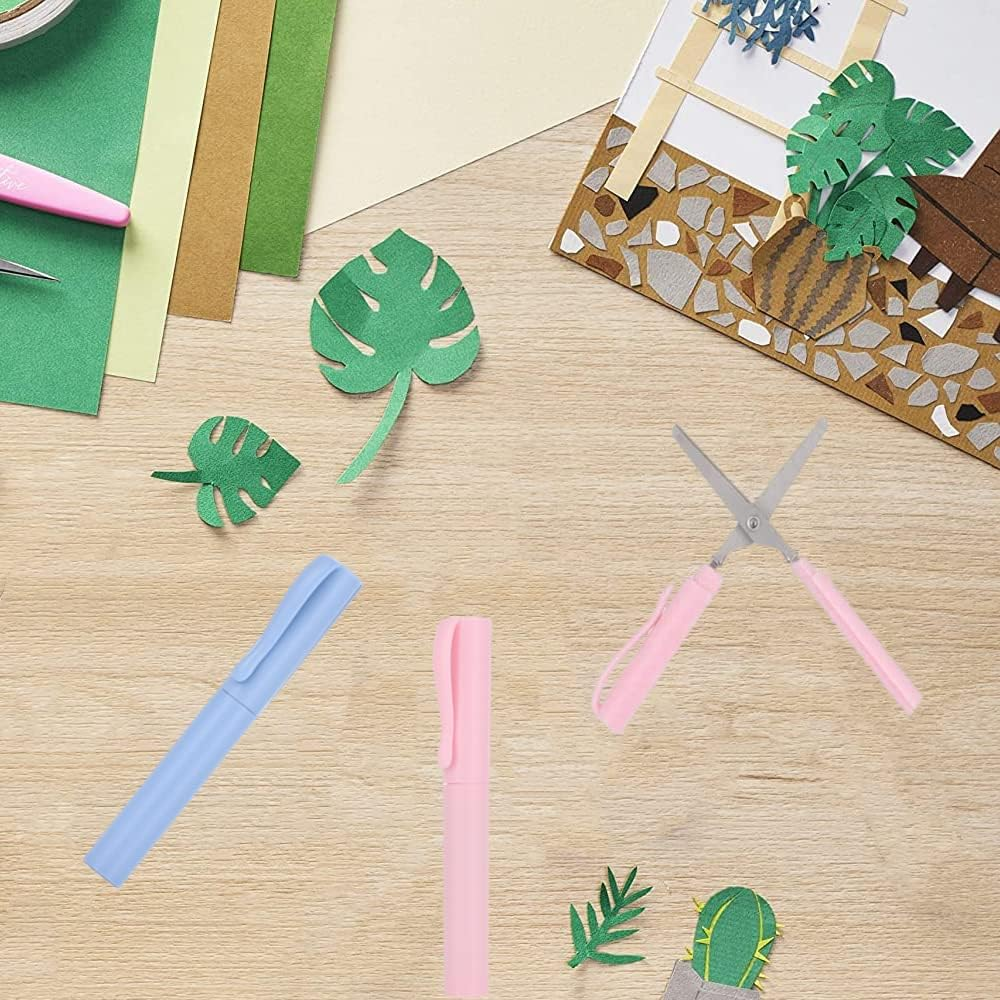 2 Pack Portable Pen Shape Scissors Small Paper Scissor Creative Safe Folding Scissors DIY Multifunction Paper Cutting Art Tool for Office School image number 3