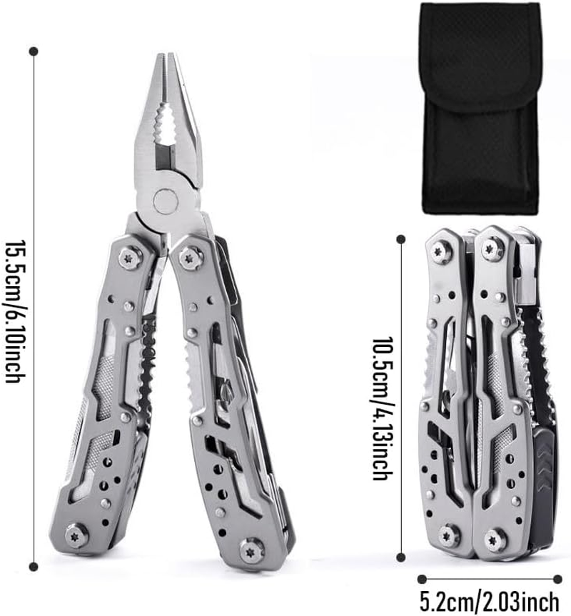 LMX 14 in 1 Pocket Multitool Pliers, Gifts for Men, with Safety Lock and Nylon Sheath for Survival, Camping, Hunting, Fishing and Hiking (Black) image number 1