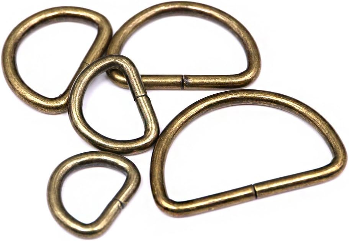 Swpeet 100 Pcs Bronze Assorted Multi-Purpose Metal D Ring Semi-Circular D Ring for Hardware Bags Ring Hand DIY Accessories - 1.3Cm, 1.6Cm, 1.9Cm, 2.5Cm, 3.2Cm image number 4
