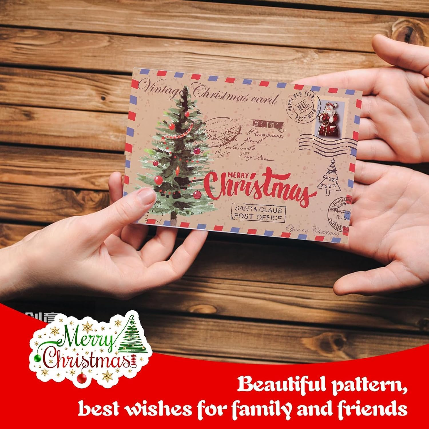 20Pcs Christmas Cards and Envelopes Set, 10Pcs Christmas Tree Greeting Card, 10Pcs Envelopes, Vintage Xmas Cards Blank, Christmas Postcards, for Holiday New Year Christmas Day Wishes Cards Gifts image number 5