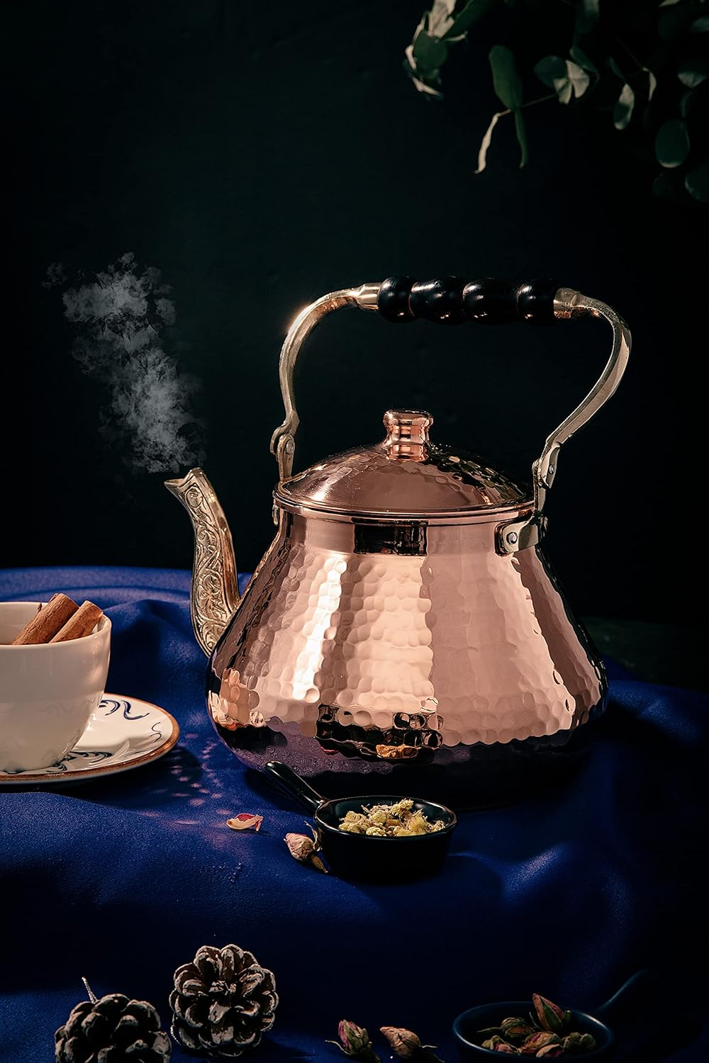 DEMMEX 2019 Heavy Gauge 1Mm Thick Natural Handmade Turkish Copper Tea Pot Kettle Stovetop Teapot, Large 3.1 Qt - 2.75Lb (Copper) image number 1