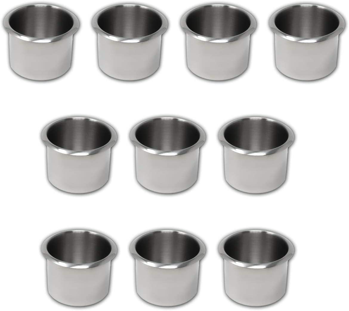 Da Vinci Lot of 10 Drop in Stainless Steel Poker Table Cup Holders, Fits Standard Soda Can or Beer Bottle image number 1