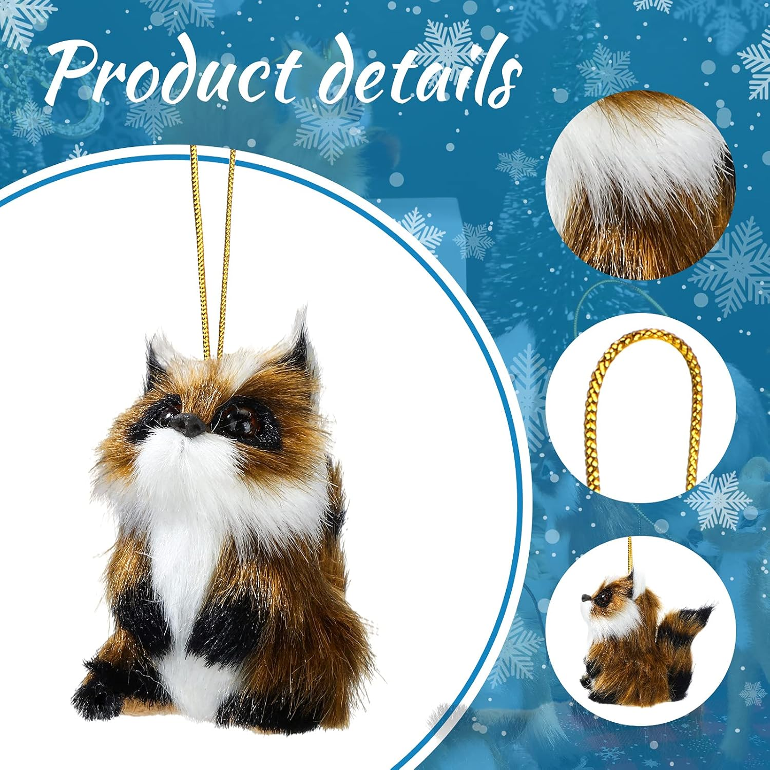 Skylety 15 Pieces Animal Ornaments, Woodland Faux Fur Animal Hanging Ornament Bulk Plush Simulation Fall Christmas Tree Decoration for Home Backpack Party Holiday image number 5