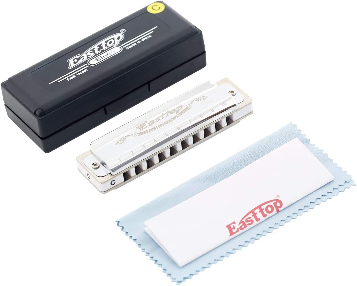 East Top Harmonica Key of C, Silver 10 Holes Diatonic T008 Harp Mouth Organ Harmonica for Adults,Professionals, Beginner, Students and Kids image number 5