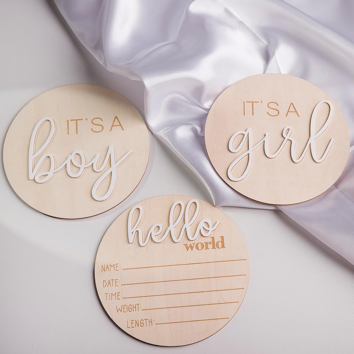 YHOLSDAS Its a Boy Its a Girl Wooden Sign & Hello World Sign, Baby Birth Announcement Sign, Gender Reveal Wooden Sign for Hospital, Birth Baby Name Plaques for Photo Props, Gender Reveal Decorations
