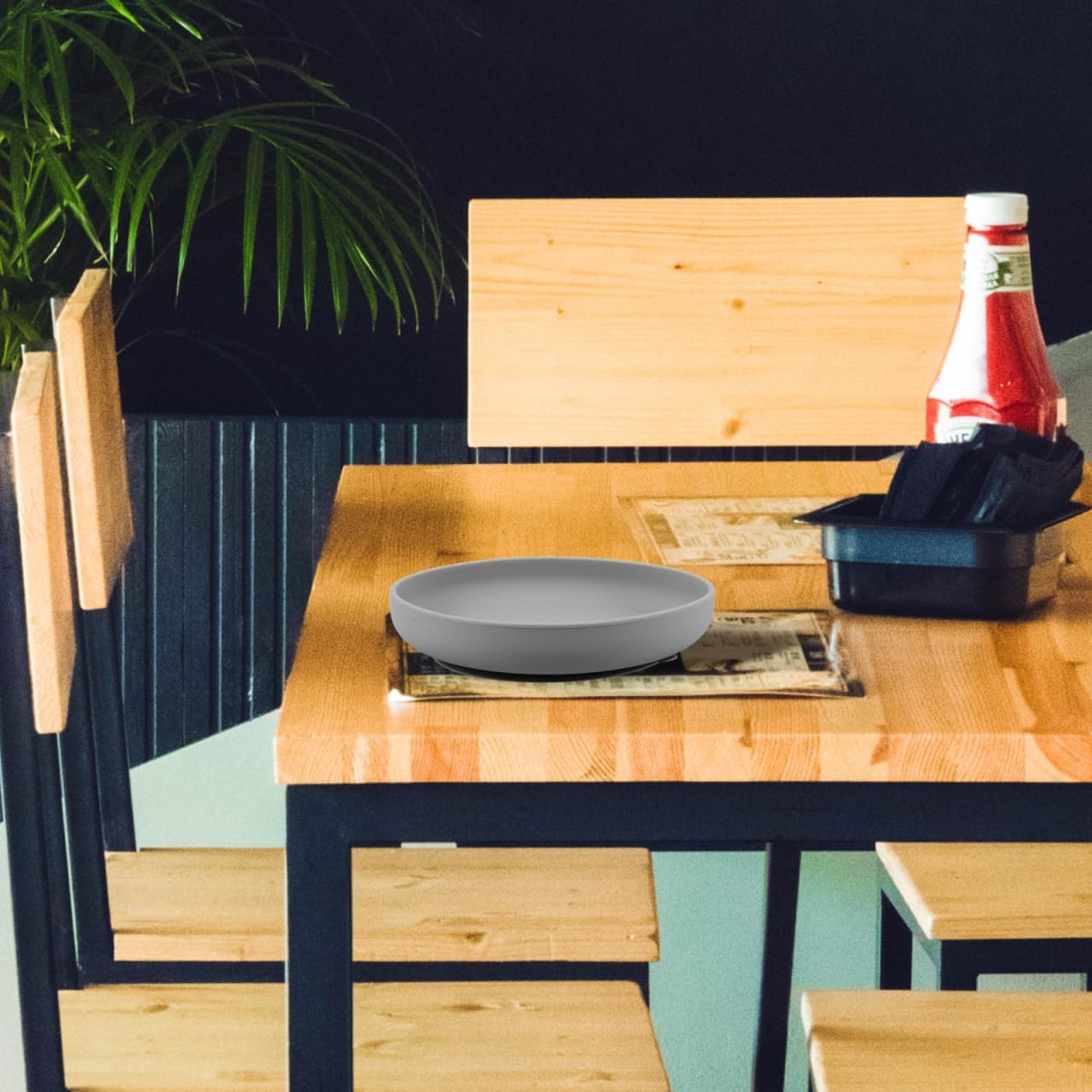 Healeved Anti-Spill Scoop Plate,Scoop Bowl with Suction Base Non-Slip Dish Adaptive Self Feeding Dinnerware for Disabled Handicapped Elderly Adults,Eating Utensils for Elderly Patients,Antishake Plate image number 1