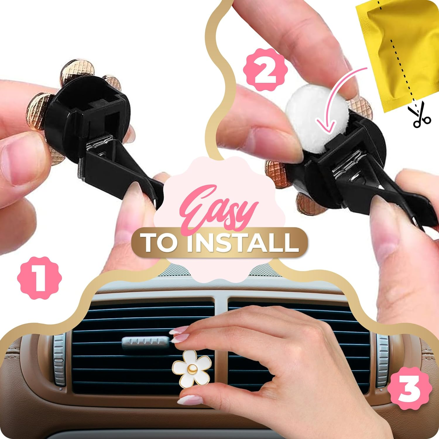 6 Pieces Daisy Car Decoration Flower Air Vent Clip Air Conditioning Outlet Clip Car Air Freshener Clip Car Interior Decor Charm Colorful Interior Accessories for Girls Women image number 6