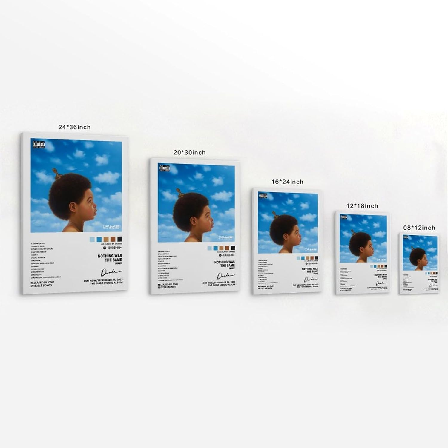 Drake Nothing Was the Same Music Album Poster Poster Canvas Painting Wall Art Picture Home Decor Print for Bedroom Living Room Dorm Study Bar Office 12X18Inch(30X45Cm) image number 3