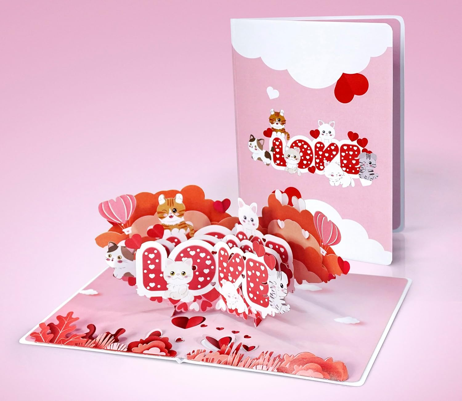 CUTPOPUP Love, Anniversary Card Pop Up, Valentines Day Card, Wedding, Engagement, 3D Greeting Card (Love Text with Cats) LO172AU1520 - Love Text-15X20Cm image number 5