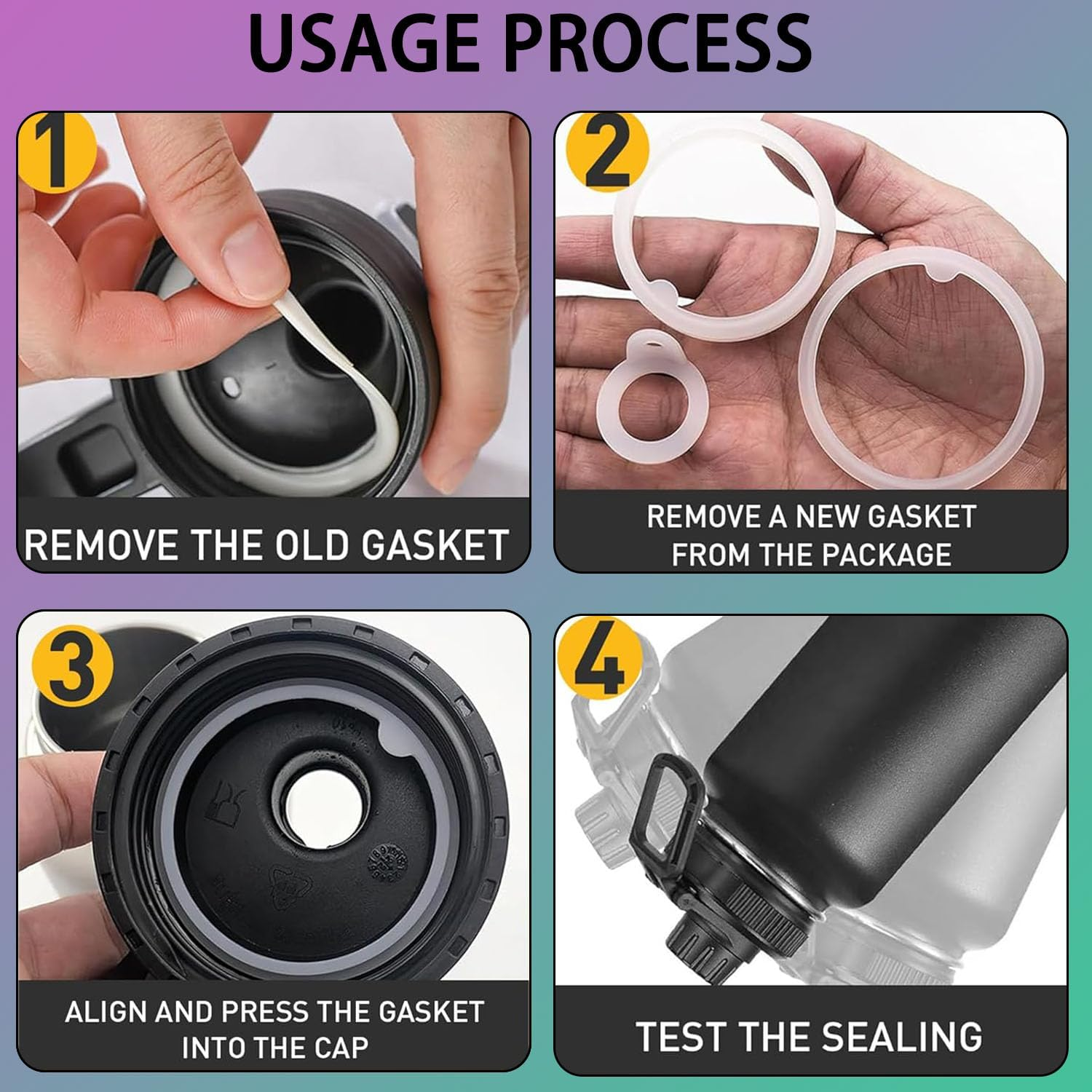 12 Gaskets Compatible with TAKEYA Water Bottle,Wady Water Bottle Gasket Replacement for Thermoflask 24Oz 32Oz 40Oz 64Oz Water Bottle Lid - 4 Each for Water Bottle Straw Lid,Chug Lid & Chug Spout Clear image number 1