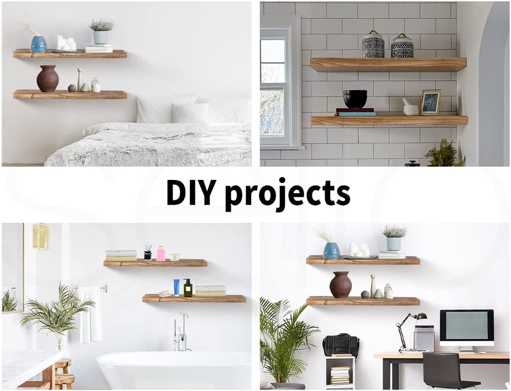 LEVEDE 2 Pcs Floating Shelves Wall Mounted Storage Solid Wood Display Shelf, 2 Small Wall Shelves for Bedroom Living Room Bathroom Kitchen Decor(90X 15 X 3.8Cm) image number 3