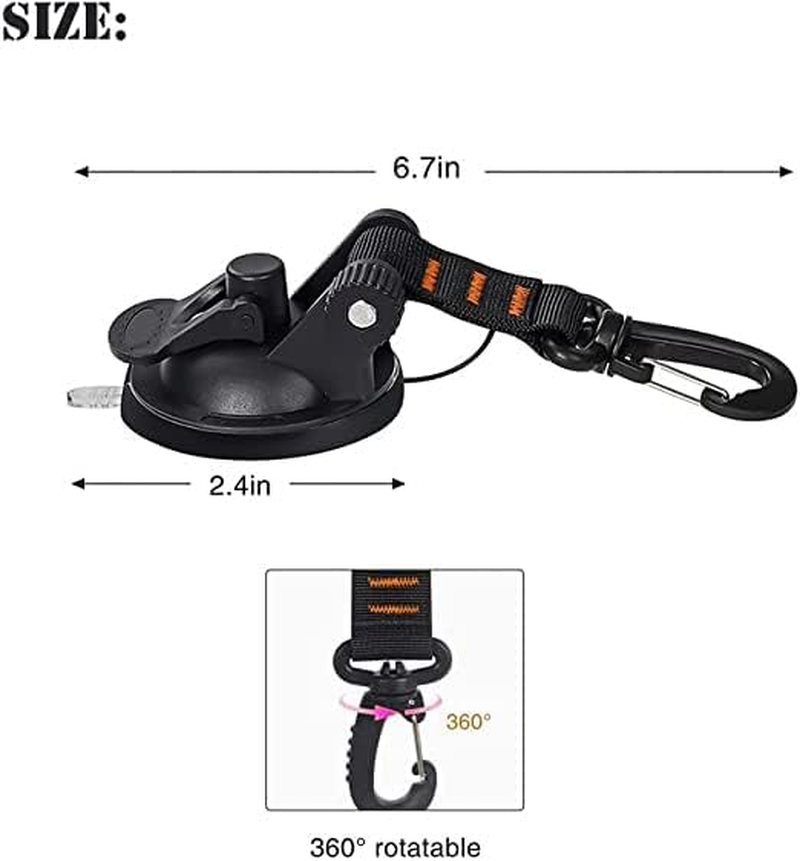 Heavy Duty Suction Cups,New 2 Pcs with Rotatable Hooks Tie down Suction Cup Camping Tarp Accessory with Viscous Silicone Strong Power for Car Awning Boat Camping Trap image number 4