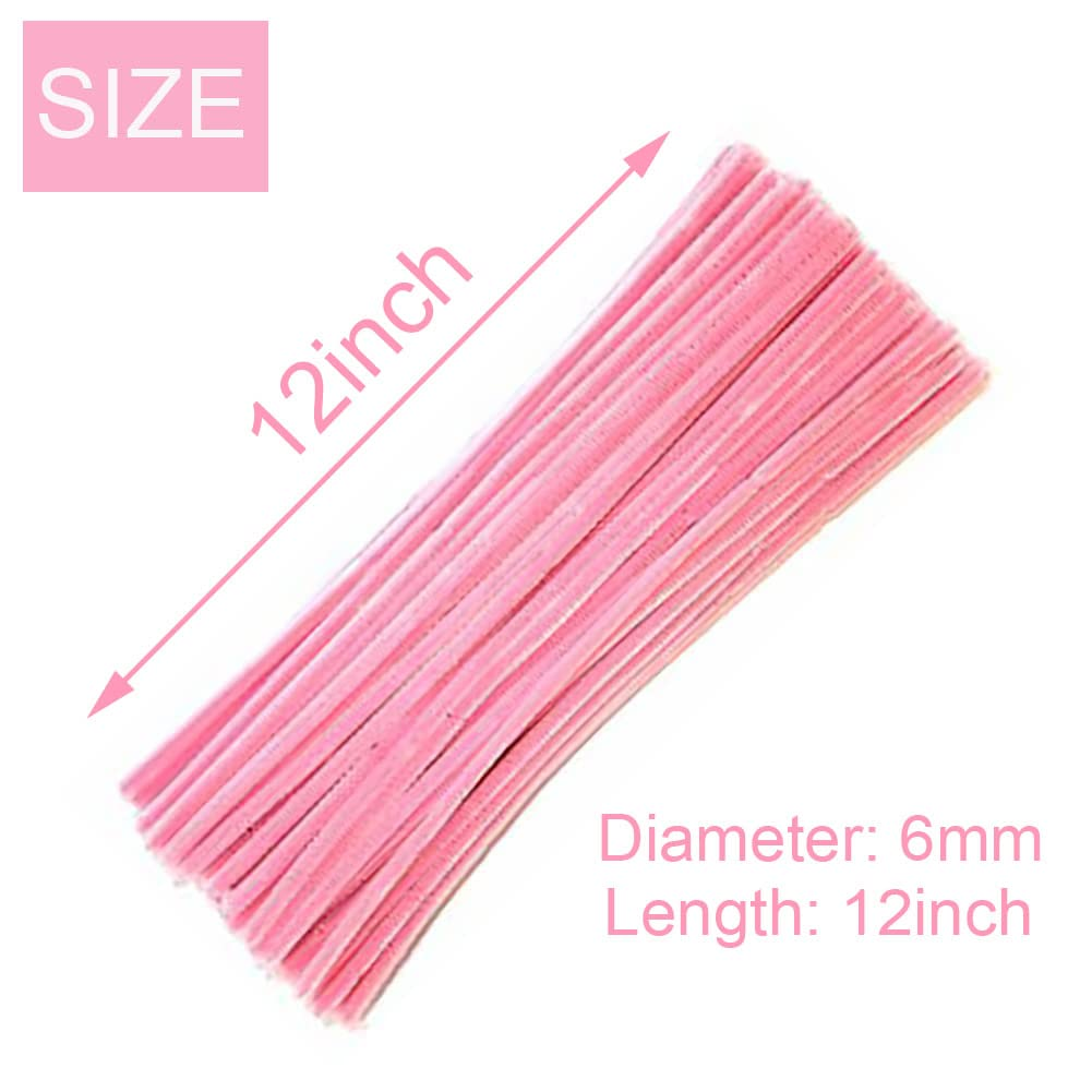 100Pcs Pink Pipe Cleaners Chenille Stem for DIY Crafts,Arts,Wedding,Home,Party,Valentine'S Day Holiday Decoration 6 Mm X 12 Inch