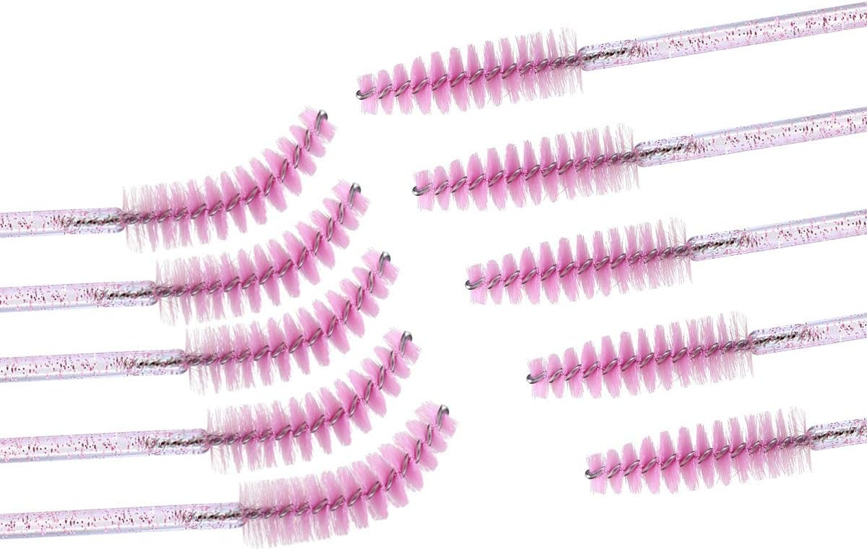 Elisel 100 PCS Disposable Mascara Brushes Crystal Eyelash Brushes Mascara Wands Applicator Eyelash Extensions Makeup Tools Eyebrow Brush (Pink) image number 1