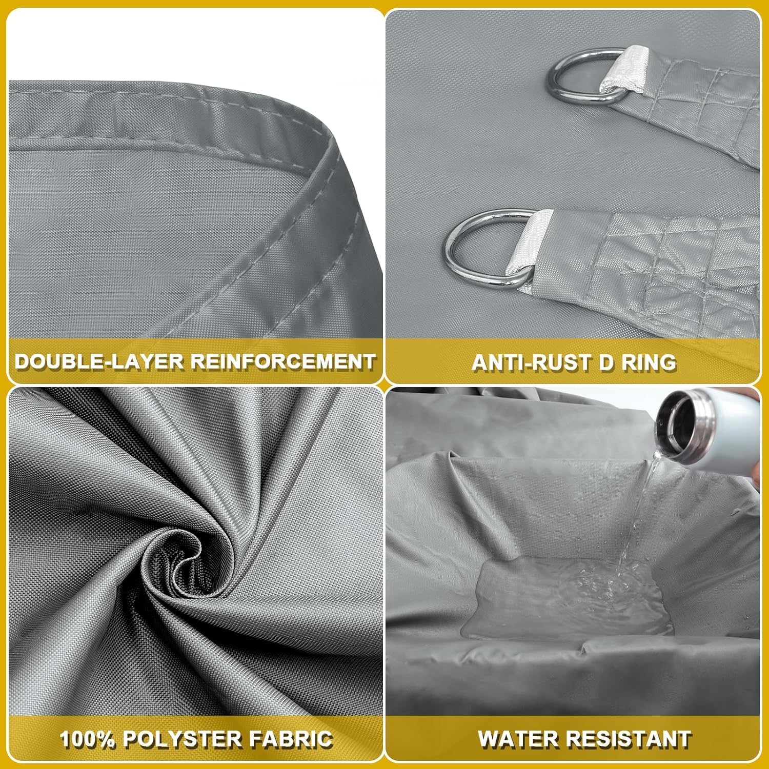 Sun Shade Sail, Outdoor Rectangle Sun Sail Shade with 4 Ropes, Pergola Canopy, 95% UV Block, for Patio, Garden, Backyard, Lawn and Swimming Pool (Beige, 6.5' X 13') image number 1