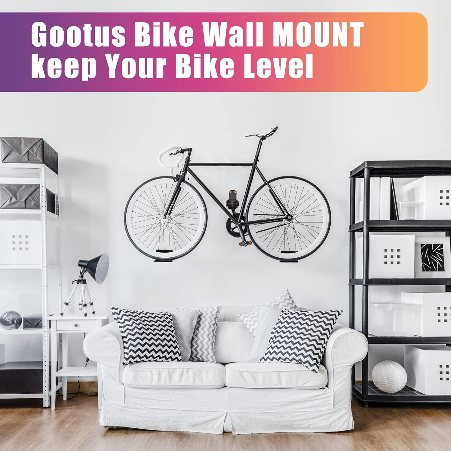 3Pack Wall Mount Pedal Hanger Bike Rack for Garage Storage - Heavy Duty Horizontal Hooks for Bicycle Wall Storage image number 2