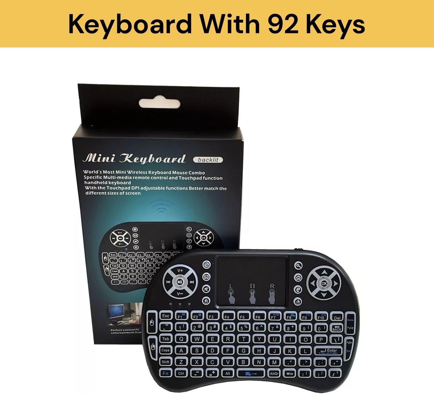 Ezonedeal Mini Wireless Keyboard with Touchpad Mouse 2.4Ghz LED Backlit Multi-Media Android Travel Keyboard for Pc, Pad, Xbox 360, Ps3, Google Android Tv Box, Htpc, Iptv, Raspberry Pi - Mini Keyboard image number 4