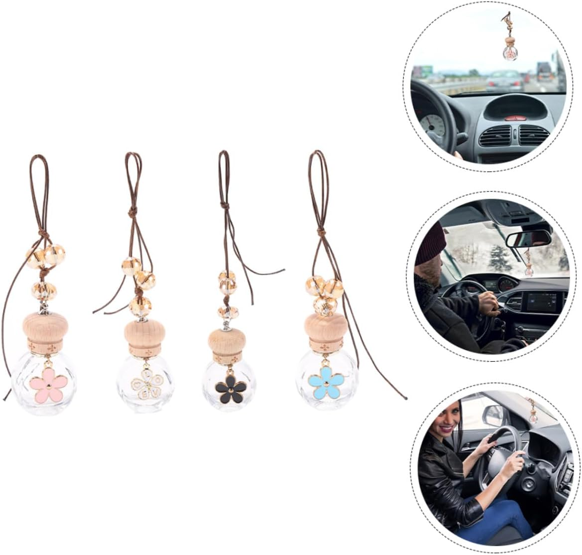 4Pcs Car Fragrance Bottle Hanging Perfume Bottles Air Freshener for Car image number 4