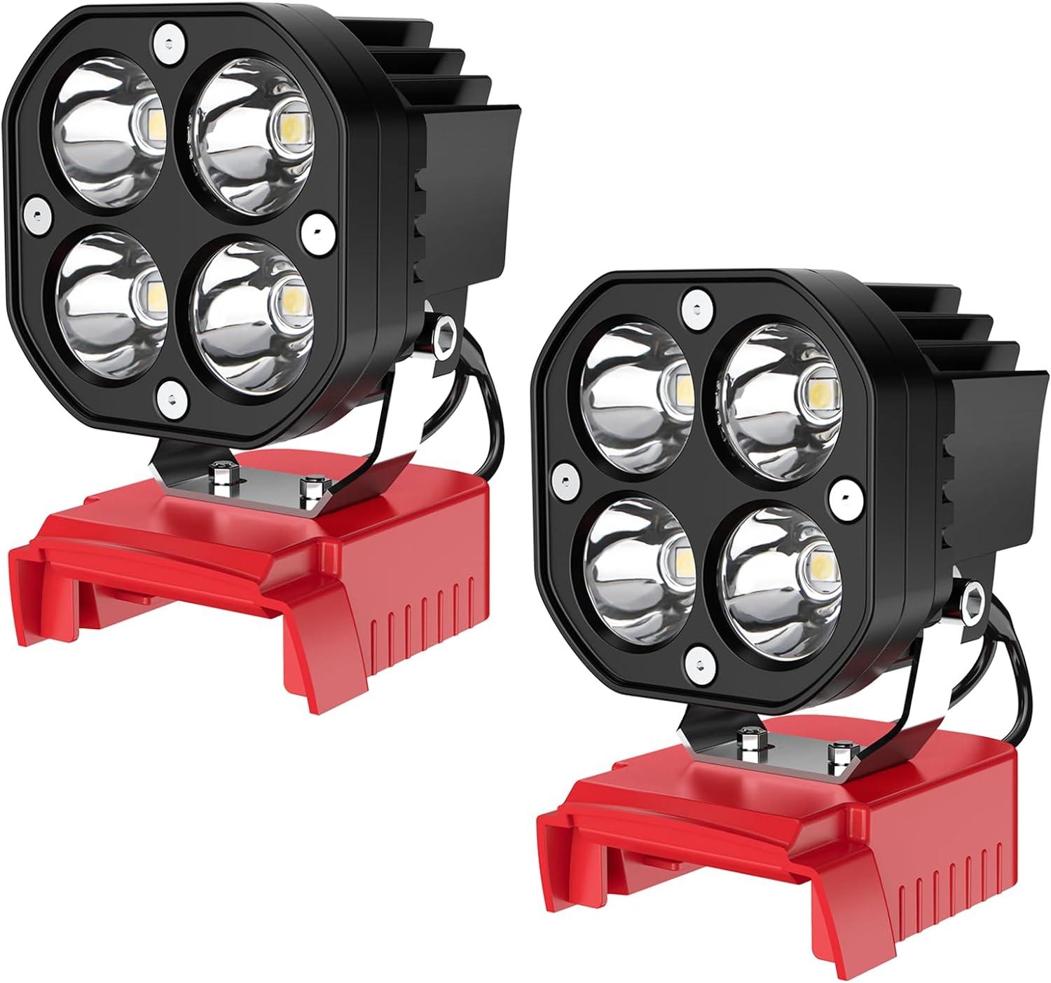 2 Packs LED Work Light for Milwaukee M18 18V Battery, 40W 6000LM Flashlight,18V Battery Cordless Work Light 120&deg;Adjustable with Low Voltage Protection for Outdoors Job Site Lighting image number 3