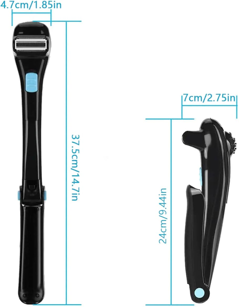 Electric Back Hair Shaver - 180 Degrees Foldable Back Shavers Removal Shave Wet or Dry Detachable Body Hair Trimmer for Men Travel image number 1