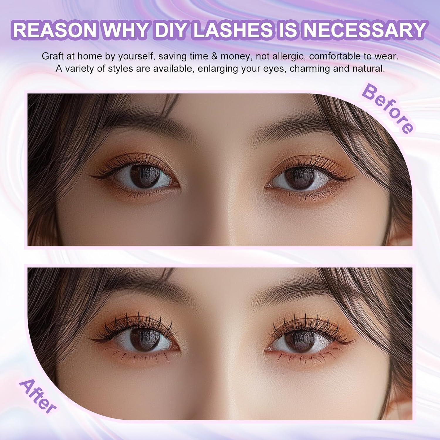 NAGARAKU 211 Pcs 3 in 1 DIY Lashes Individual Eyelash Extensions Cluster Mixed 3 Type Eyelashes - Spikes a Shape/Fishtail Fairy Extension Premade Fans/Bottom Lashes Volume at Home - 0.07 C Curl 12Mm image number 6