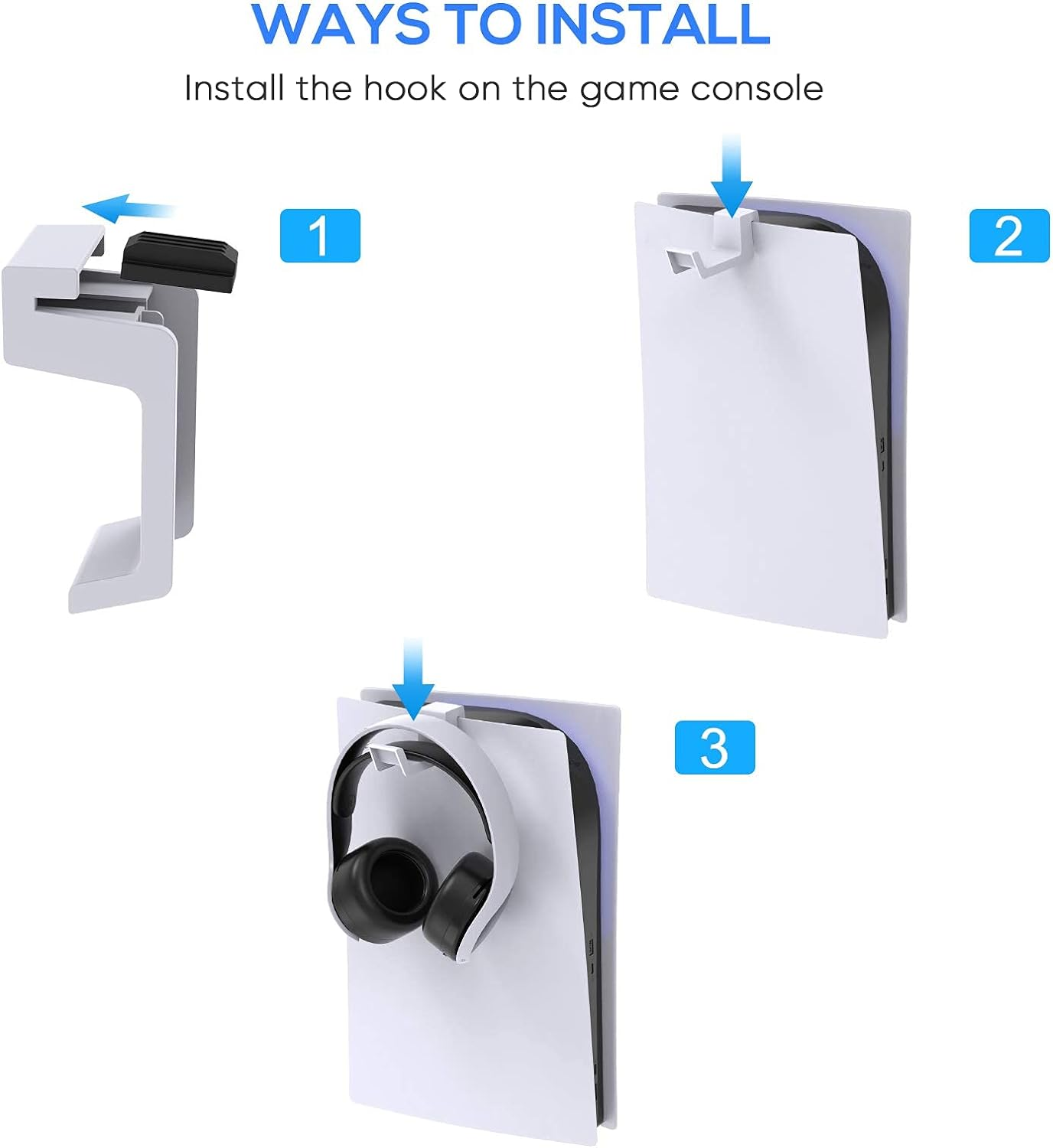 FYOUNG Headset Holder for Ps5/Slim/Pro, Hook Hanger for Headphone Stand, Compatible with Playstation 5 Consoles (White) image number 4