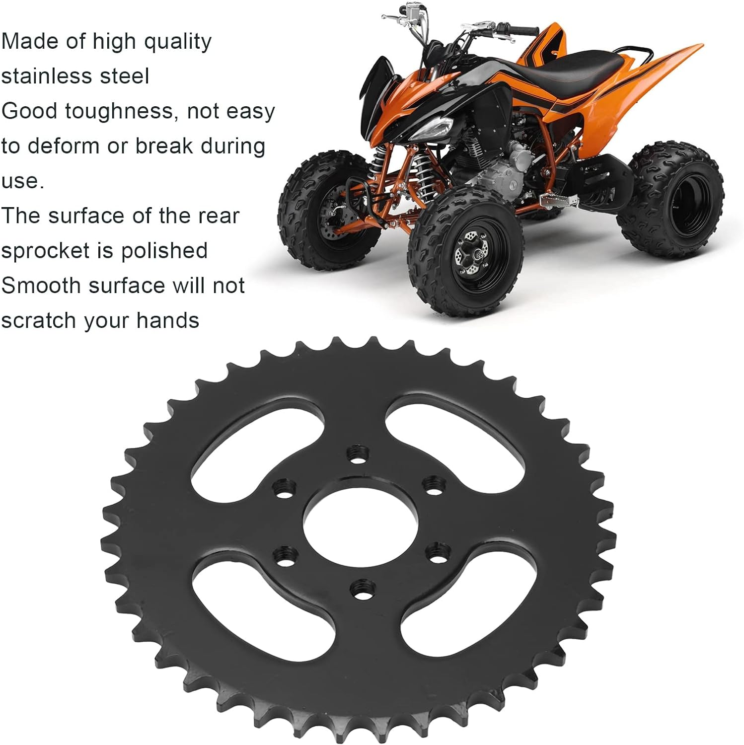 428 40T Rear Chain Sprocket Cog, Stainless Steel Bike Sprocket 6 Holes, Black Rear Chain Sprocket for 4 Wheel ATV Quad Bike Go Karts Mini Bike image number 2