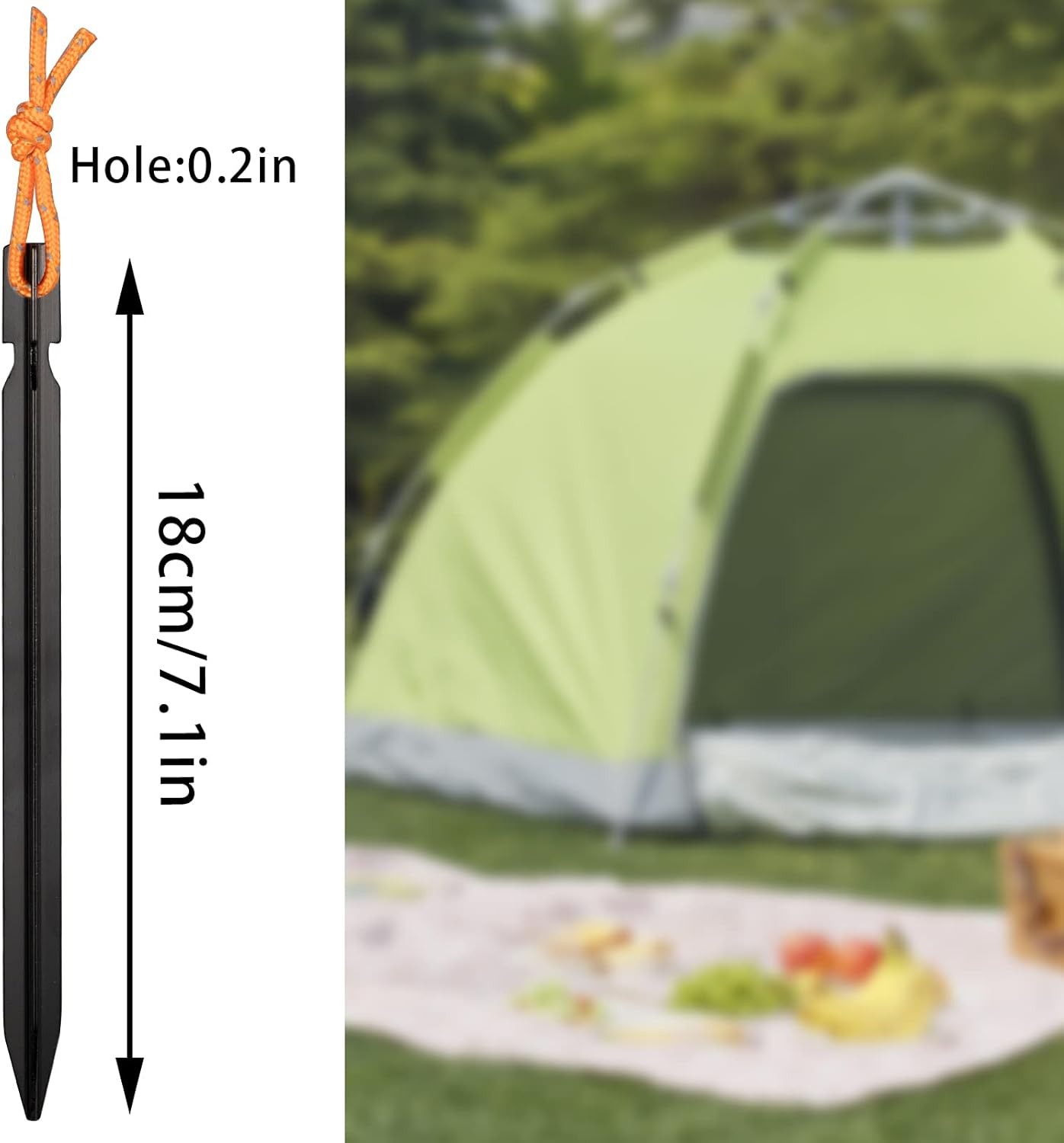 12 Pieces Tent Pegs, Y-Shaped Aluminium Alloy Red Campingtent Stake Nail with Reflective Rope for Camping