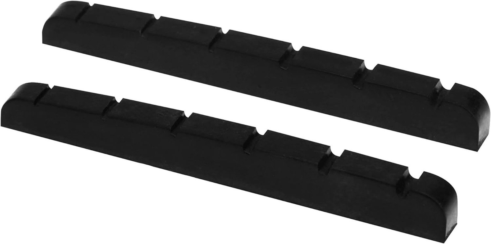 Musiclily Pro Urea Resin Plastic 43Mm Slotted Strat Tele Electric Guitar Nuts Flat Bottom for 6-String Stratocaster/Telecaster Guitar, Black(Set of 2) - Ivory image number 2