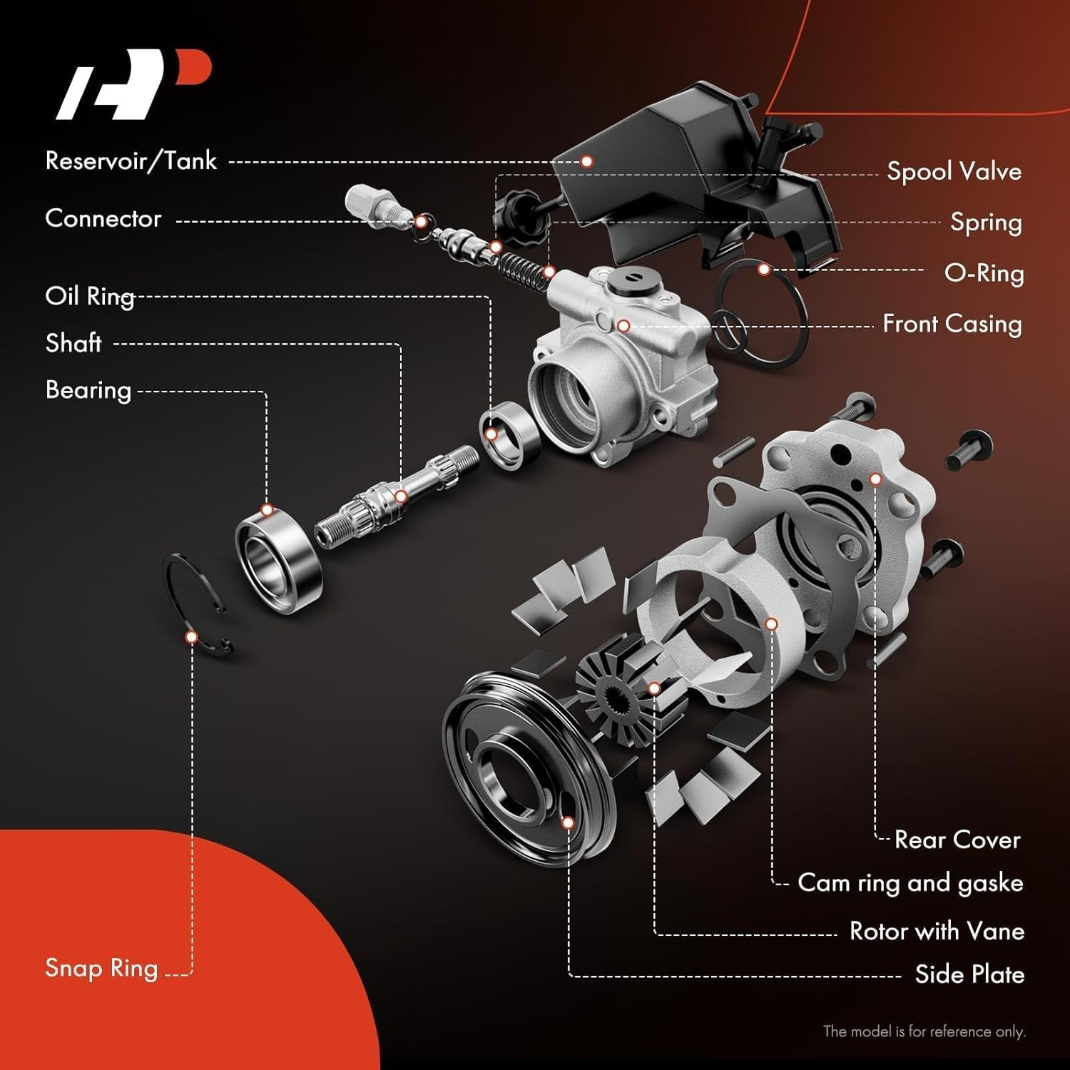 A-Premium Power Steering Pump with Reservoir Compatible with Ford Cougar Fairmont Granada Mustang Thunderbird Mercury Bobcat Capri Cougar Marquis Monarch Zephyr image number 6