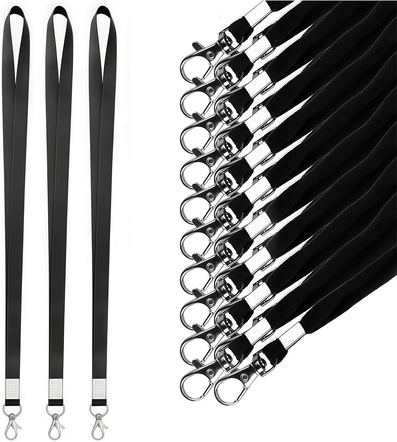 20 Pack Waterproof Clear Plastic Vertical Name Tags Badge ID Card Holders and 20 Pcs Flat Neck Lanyards for Office ID Name Tags（Black Flat Neck Lanyards）