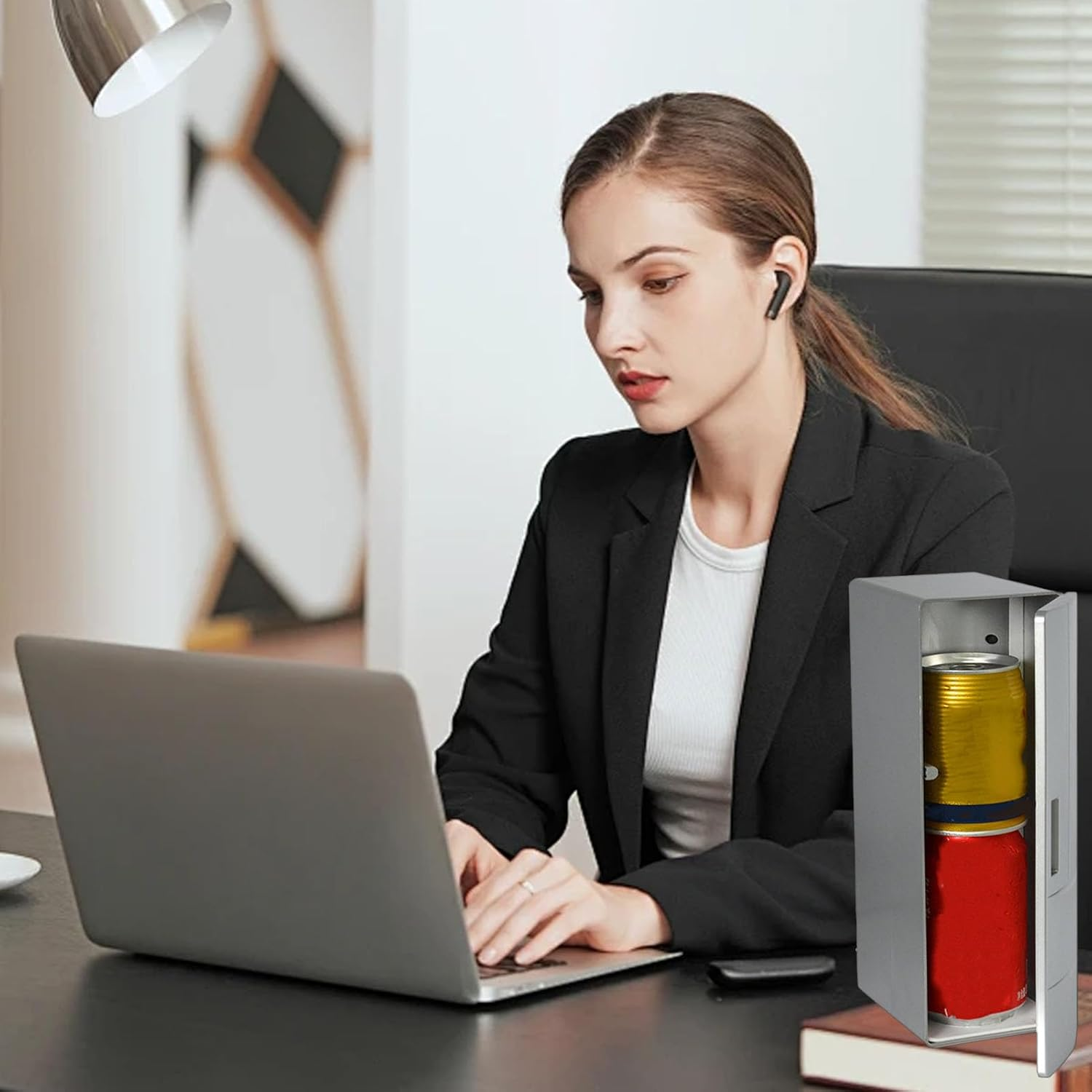 Mini Fridge, 2 Can Portable Refrigerator, 9 X 5 X 3.3Inch USB Freezer, Thermoelectric Cooler and Warmer Little Tiny Fridge for Bedroom, Cosmetics, Computer, Car