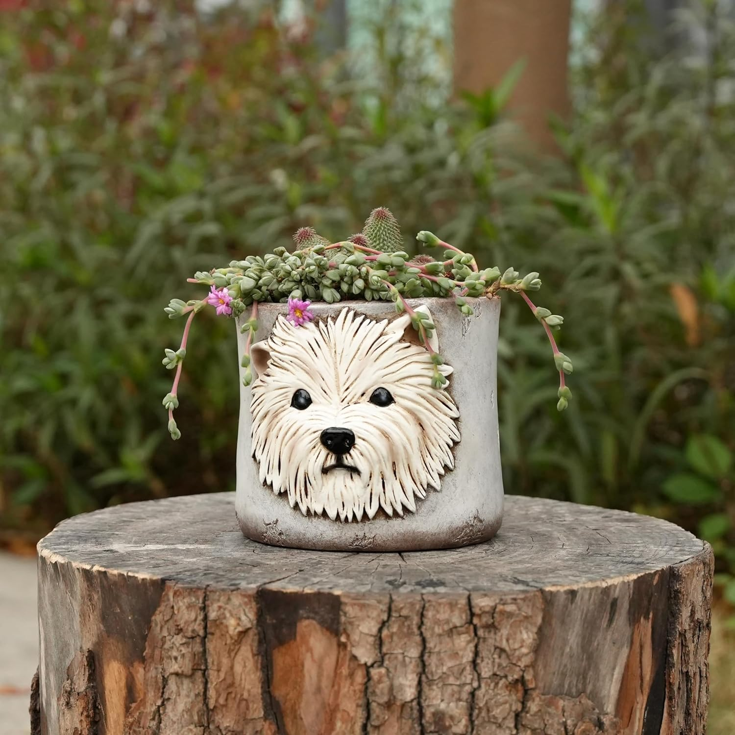 Westie Dog Planters for Indoor Plants, 6 Inch Resin Dog Face Plant Pots for Garden Decor, Succulent Pots with Drainage Hole, Ideal Present for Plant Lovers image number 4