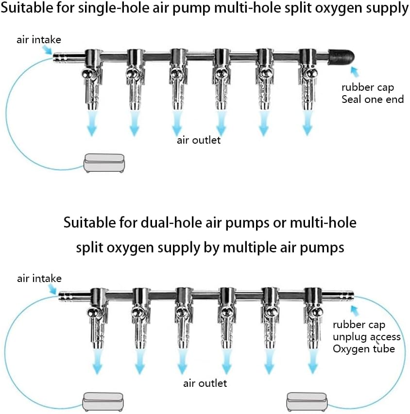 Stainless Steel Air Flow Splitter Pump Lever Valve,2Pcs 4 Way Aquarium Air Distribution Tubes Stainless Steel Aquarium Air Splitter Tube Air Flow Control Valve,4 Way Air Flow Splitter Pump Lever Valve image number 3
