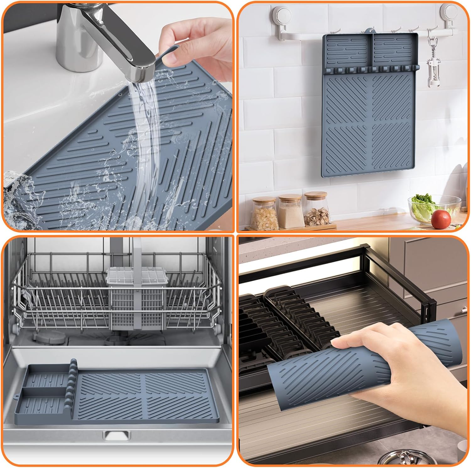 Silicone Griddle Tools Mat for Blackstone, Griddle Accessories Side Shelf Mat Grill Pad with Drip Pad (Grey) image number 1