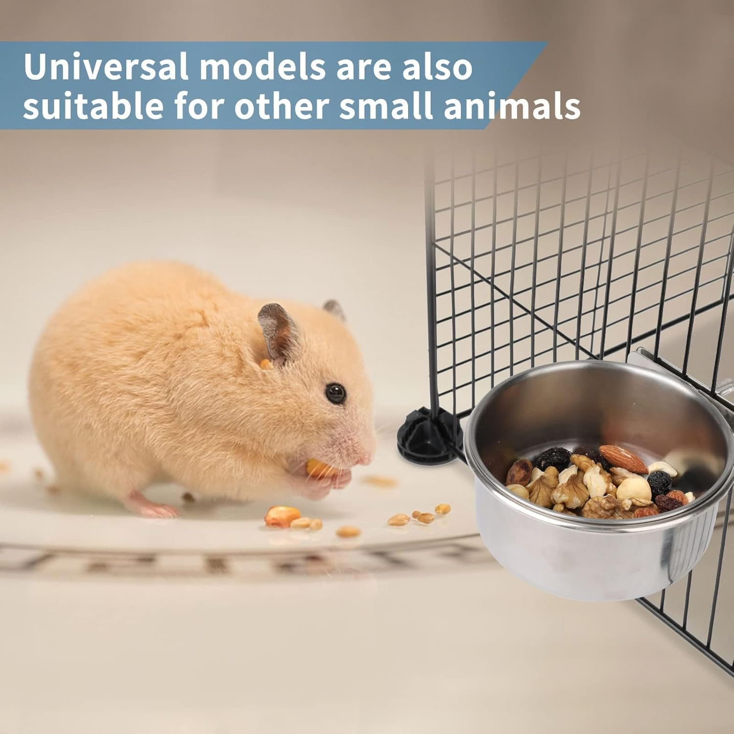 2Pcs Stainless Bird Feeding Bowls,Parrot Feeding Cup,Chinchilla Foods Water Bowl,Birds Cage Feeders and Waterers Parrot Food Bowls Clamp Holder Cup image number 1