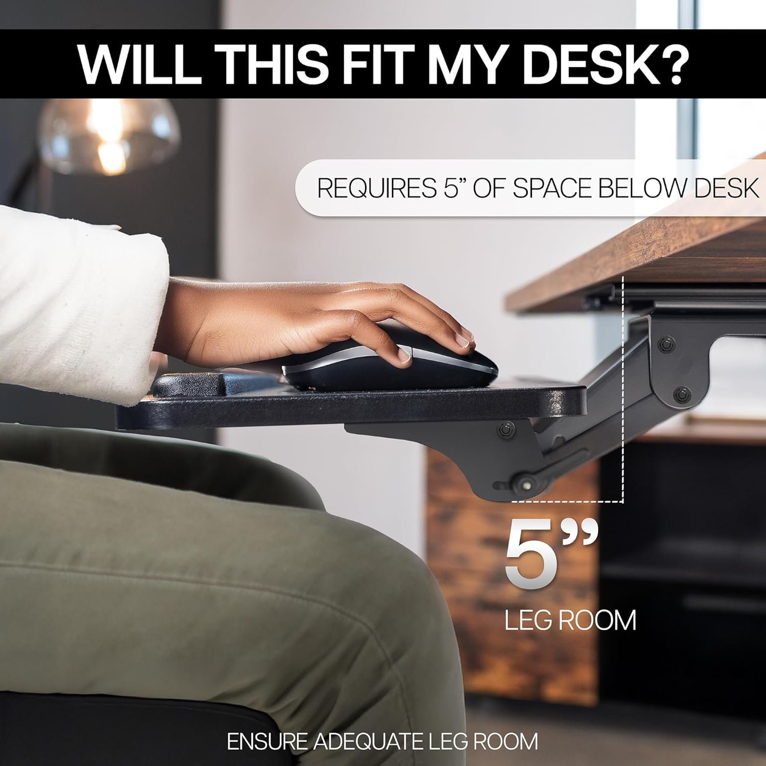 VIVO Adjustable Computer Keyboard & Mouse Platform Tray Ergonomic under Table Desk Mount Drawer Underdesk Shelf, MOUNT-KB03B image number 5